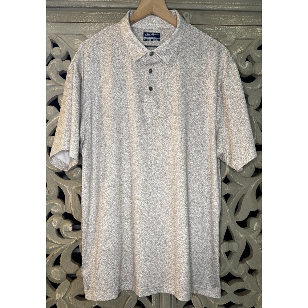 Ben Hogan Performance Golf Polo Shirt Mens XL Gray Micro Floral Stretch Polo